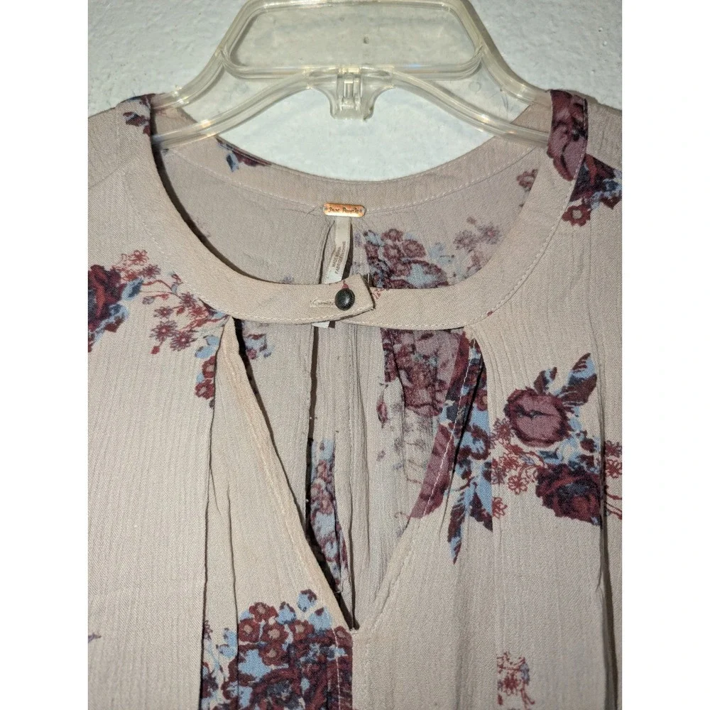 Free People Tree Swing Tunic Dress Small Washed Stone Floral‎ Combo Bohemian